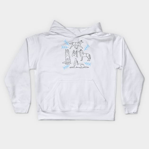 Siberian Huskies Kids Hoodie by illucalliart